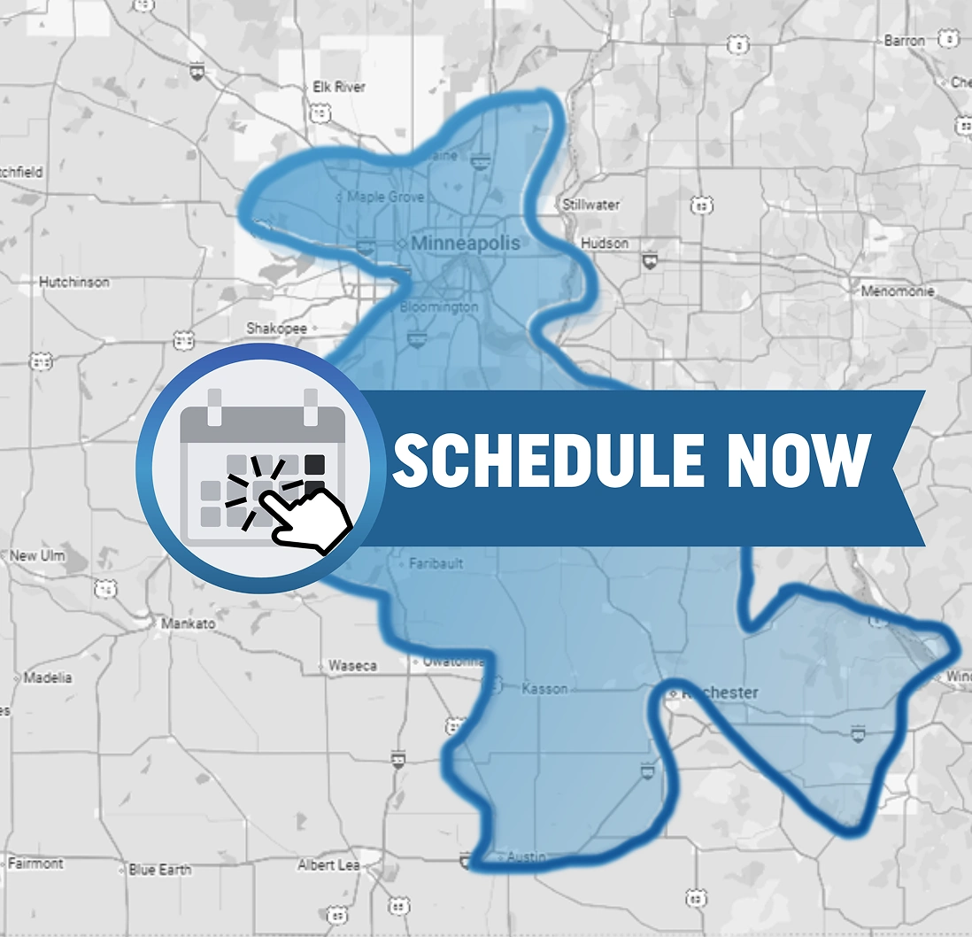 “Schedule Now” service area graphic with map outline