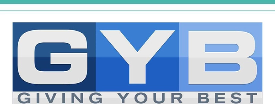 GYB Giving Your Best logo in blue and white