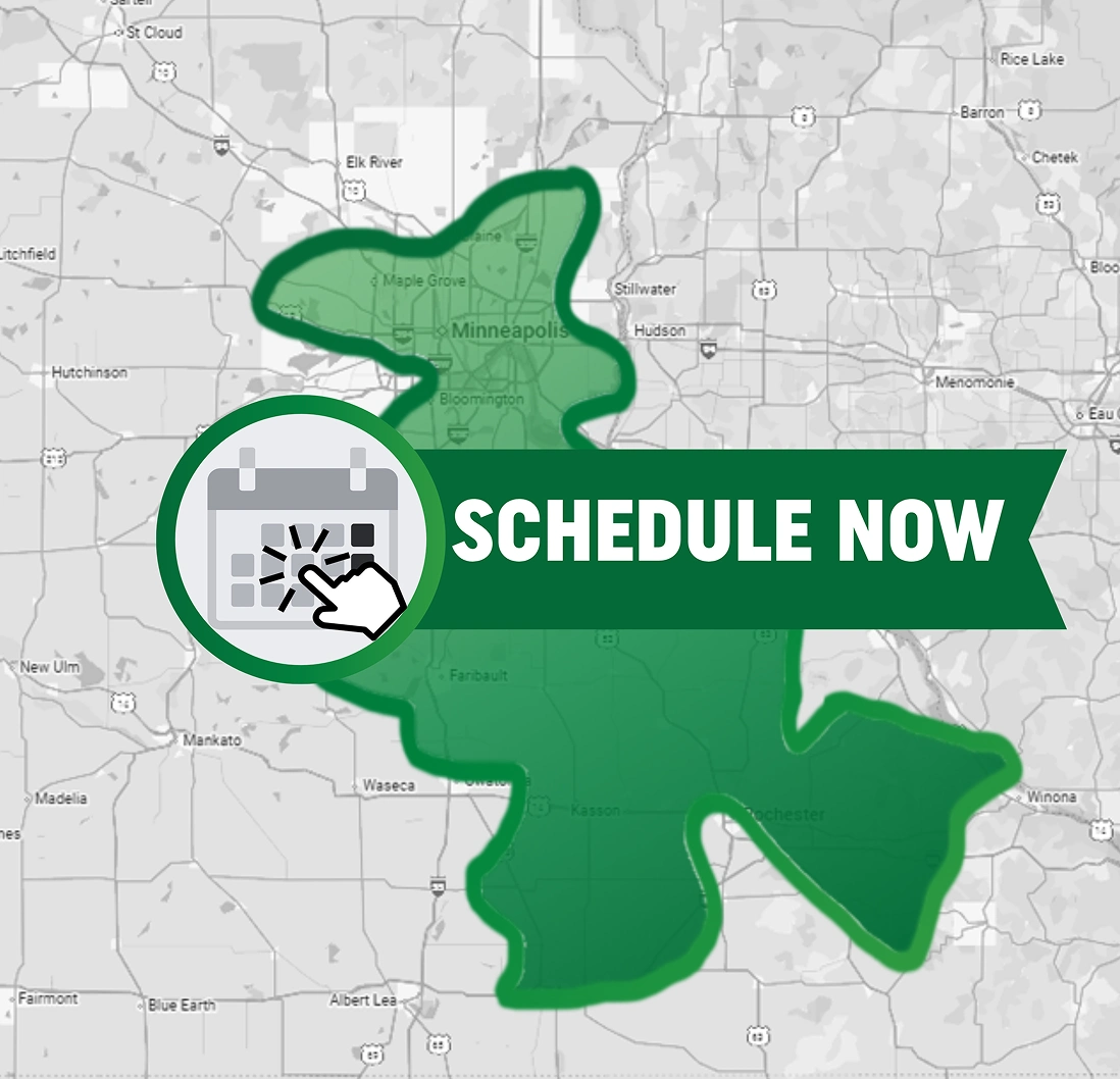 Green “Schedule Now” service area map graphic